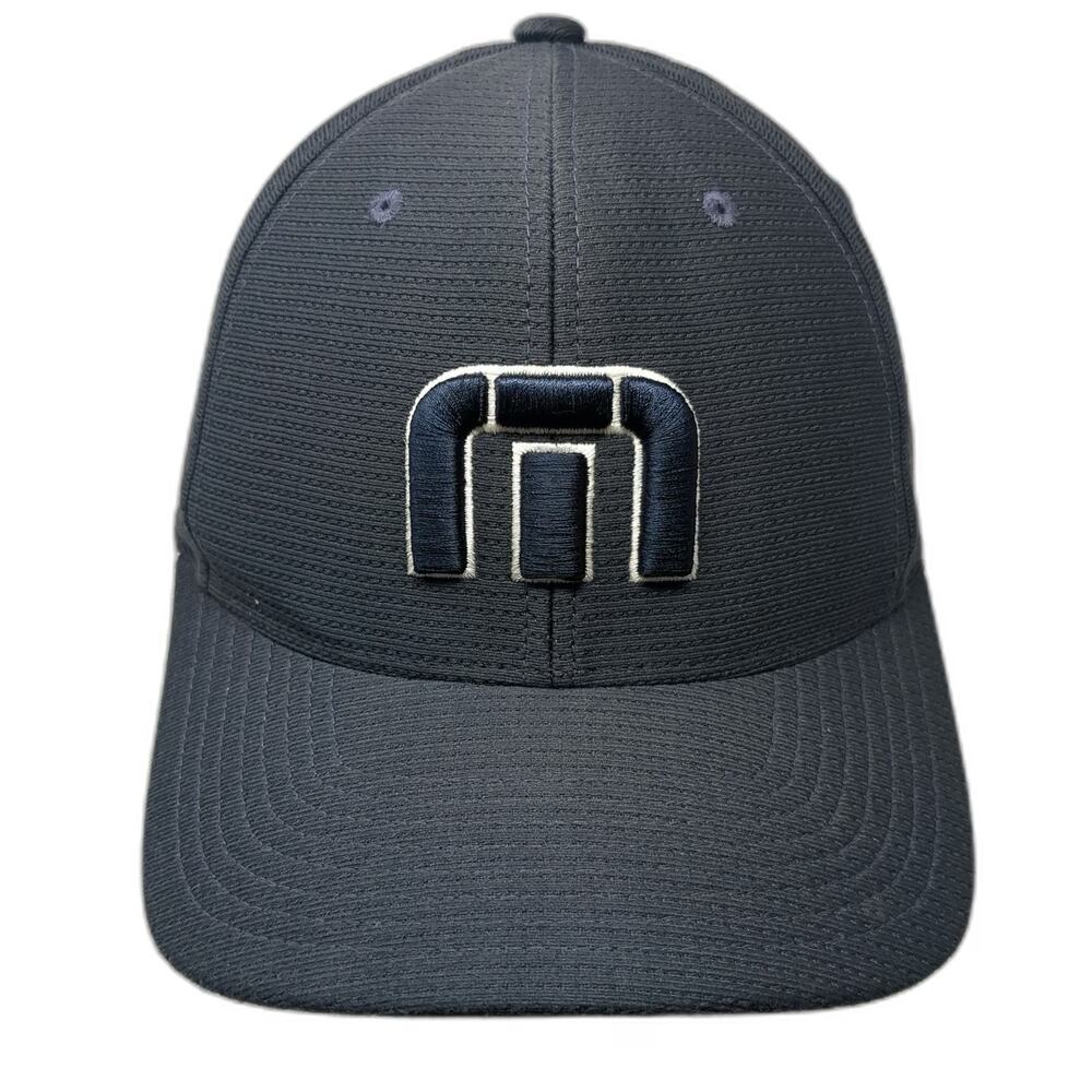 Travis Mathew Baseball Cap Gray M Fitted Flexfit Logo Stretch Polyester Golf Hat